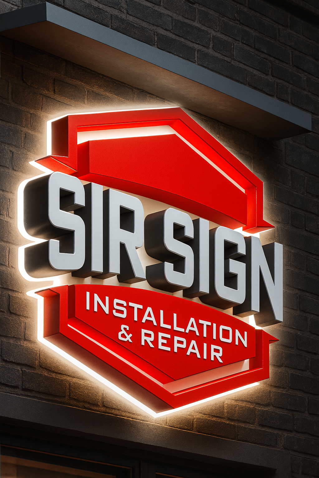 Instalación de anuncio luminoso en fachada comercial